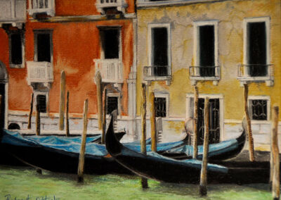 Image of Gondolas in Venice. Sketch by Rob O'Hoski.