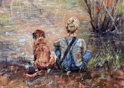 Image of a painting by Carrie Ruddy - By the River - Soft Pastel.